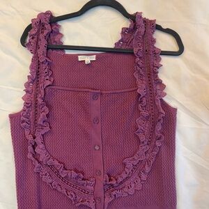 Purple Lace Trim Women's Knit Top